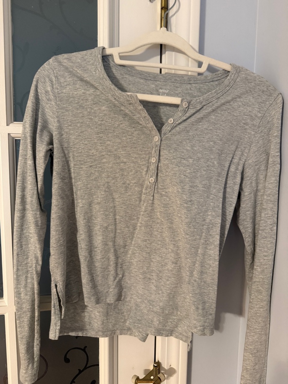 Aerie Grey Long Sleeve Henley Top